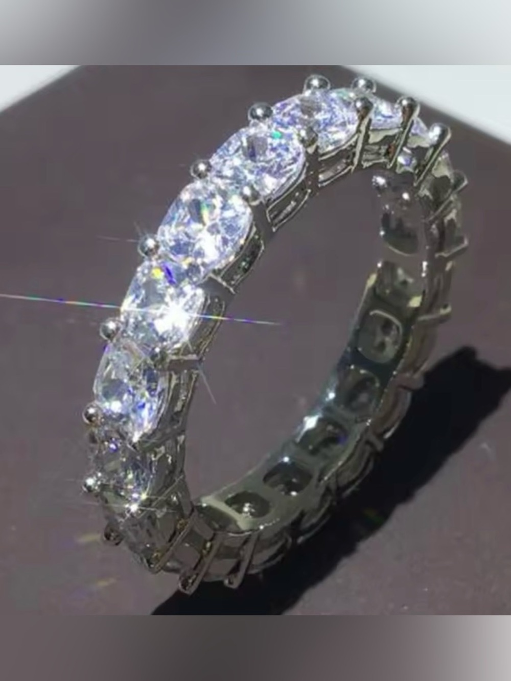 NEW Cushion Cut Eternity size 8.5 Classic Crystal Band - Silver Clear